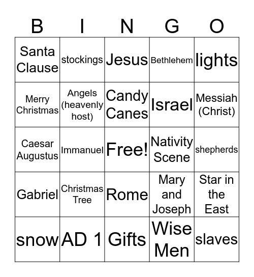 Christmas Bingo Card