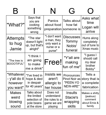 Emma's Xmas Buzzword Bingo Card