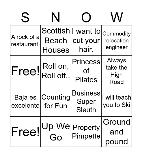 EO CHRISTMAS Bingo Card