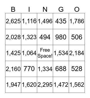 Multiplication Break Apart Bingo Card