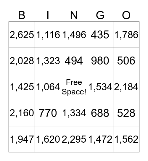 Multiplication Break Apart Bingo Card