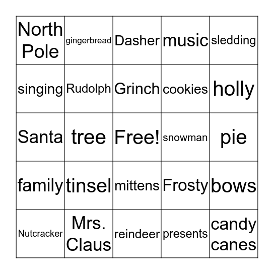 Christmas BIngo Card