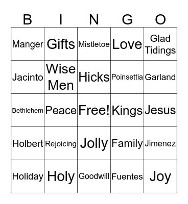 CHRISTMAS BINGO Card
