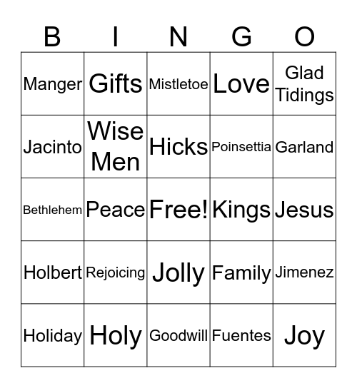 CHRISTMAS BINGO Card