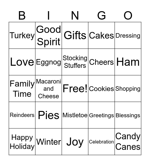 Holiday Bingo Card