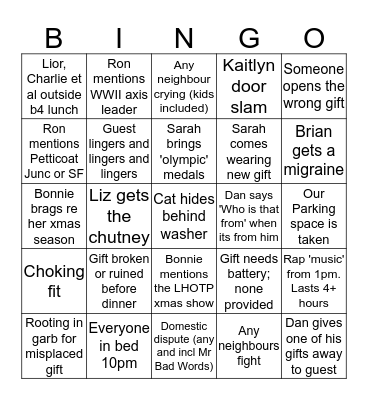 Mom's Christmas Bingo 2017 card 2 Bingo Card