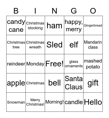 Merry Christmas Bingo Card