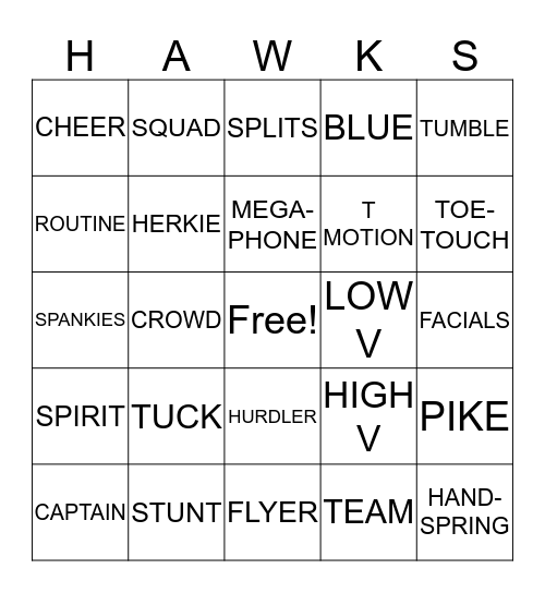 HAWKS Bingo Card