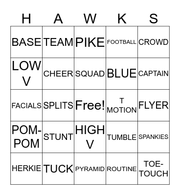 HAWKS Bingo Card
