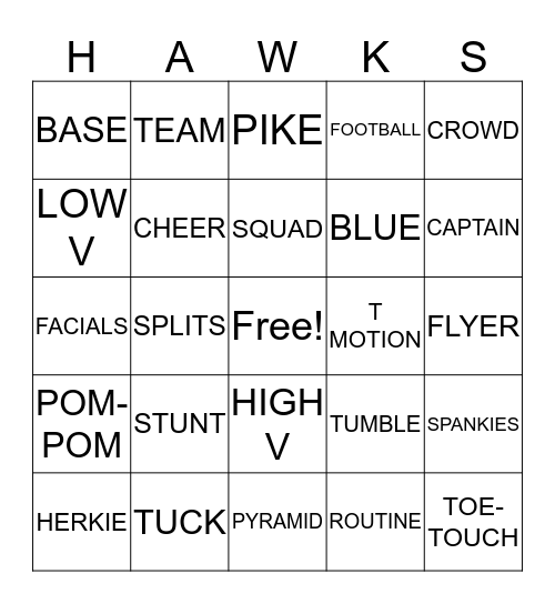 HAWKS Bingo Card