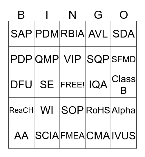 Boston Scientific Lingo Bingo Card