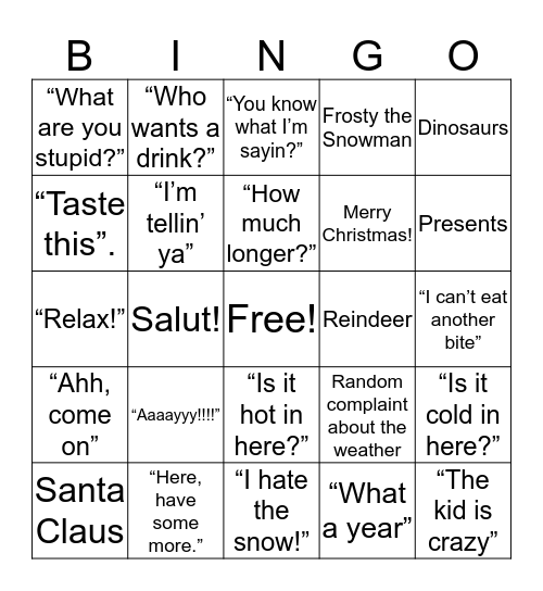 Crivelli Christmas Bingo Card