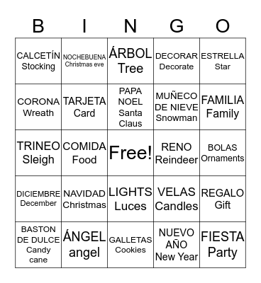 NAVIDAD Bingo Card