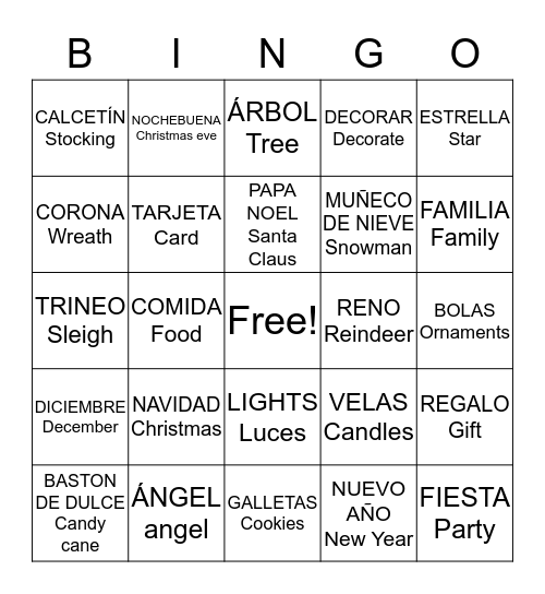 NAVIDAD Bingo Card