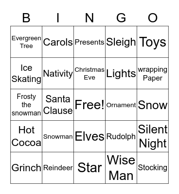 Happy Holidays Bingo Card