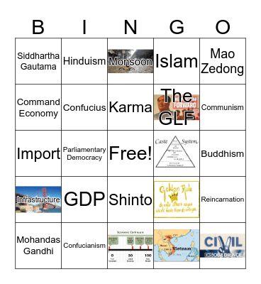 Southern and Eastern Asia December Bingo Card