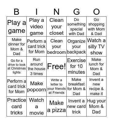 Christmas Vacation Bingo Card