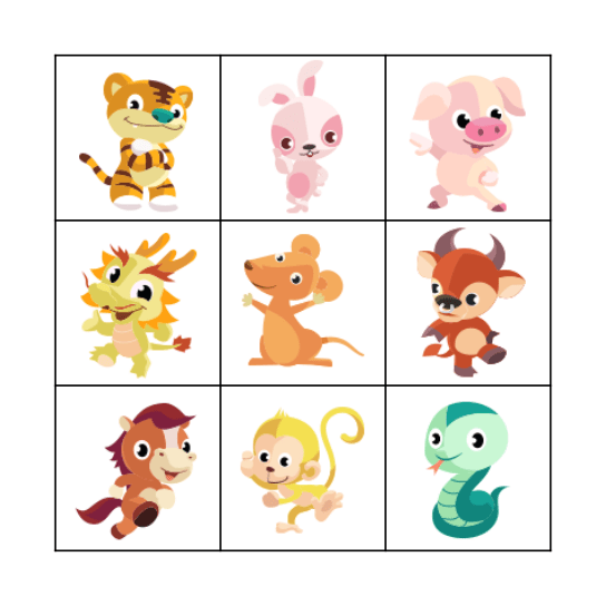 Animals Bingo Card