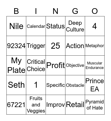 Bingo Review Bingo Card