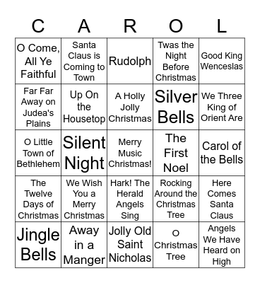 Christmas Carol Bingo Card