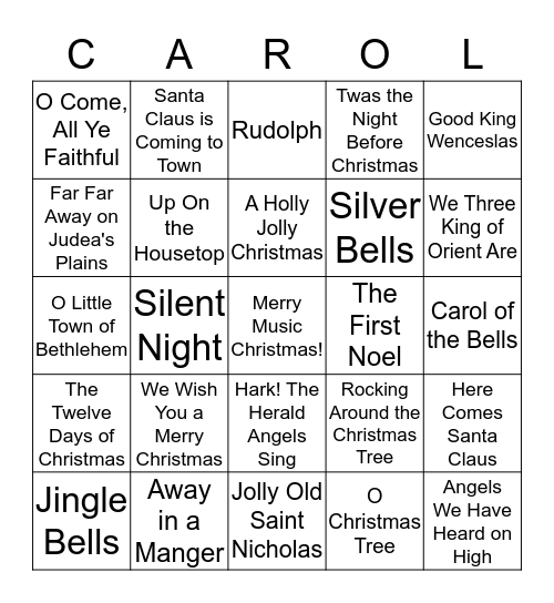 Christmas Carol Bingo Card