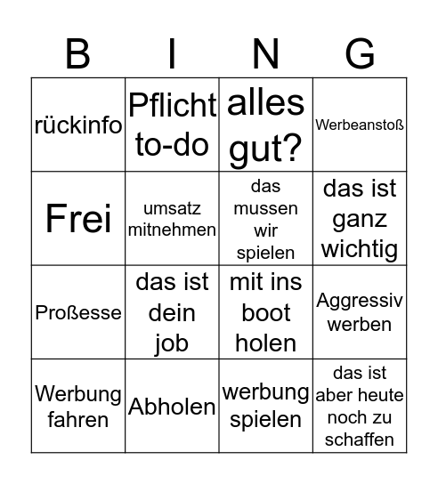 Bulshit-Bingo Card