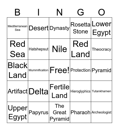 Ancient Egypt 1 Bingo Card