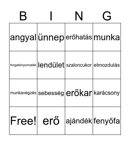 karácsony Bingo Card
