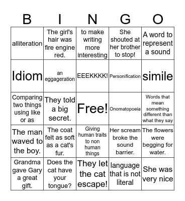 Figuratively Speaking... Bingo Card