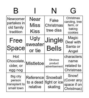 Hallmark Movie Bingo Card