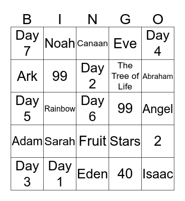 The Book of Genesis Bingo Card