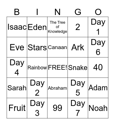 The Book of Genesis Bingo Card