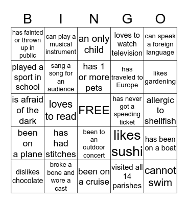 FIND SOMEONE WHO ... Bingo Card