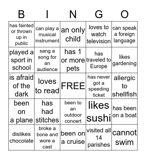 FIND SOMEONE WHO ... Bingo Card