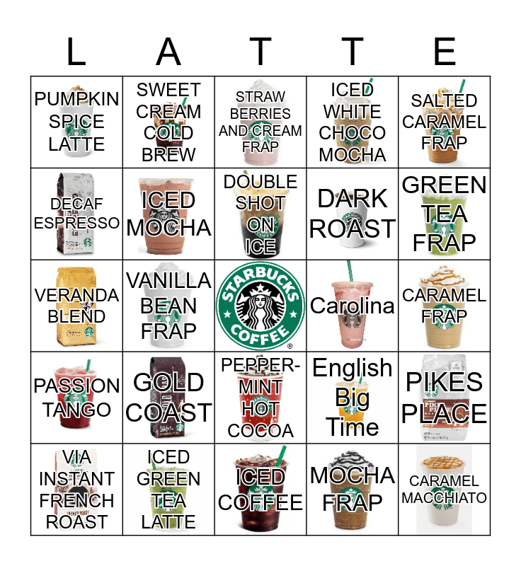 STARBUCKS BINGO NIGHT Bingo Card