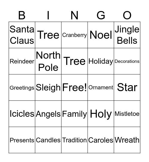Christmas BINGO Card