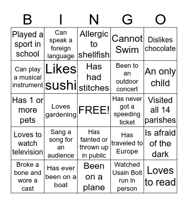 FIND SOMEONE WHO ... Bingo Card
