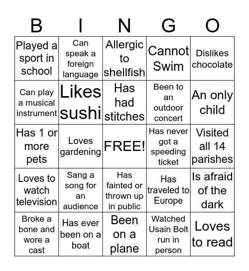 FIND SOMEONE WHO ... Bingo Card