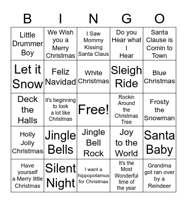 CHRISTMAS SONGS Bingo Card