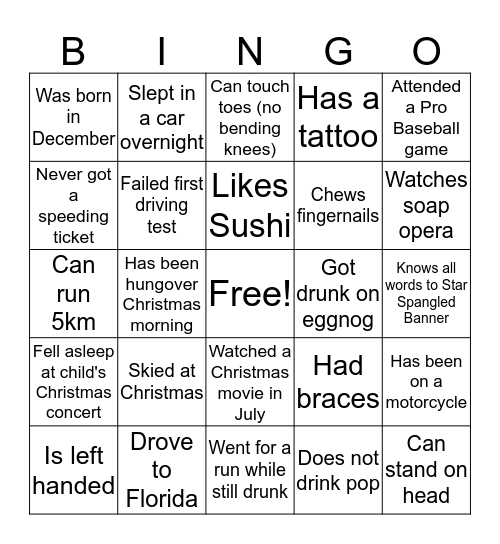 Who has done the following Bingo Card