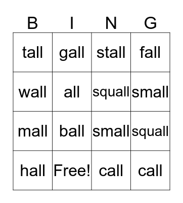 all bingo Card