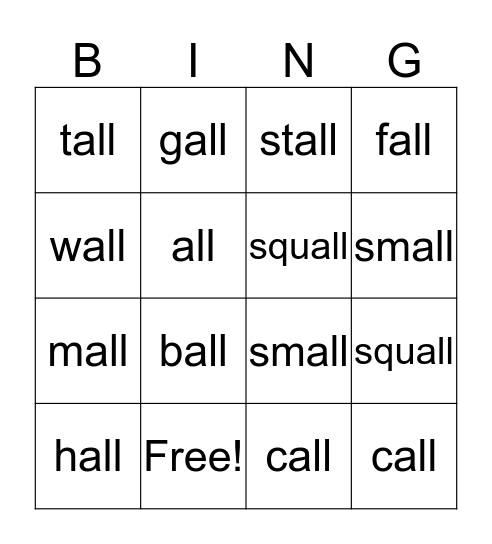 all bingo Card