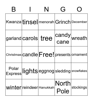 Holiday Bingo Card