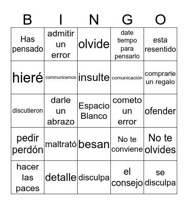 Ch 3 Vocab 2 Bingo Card