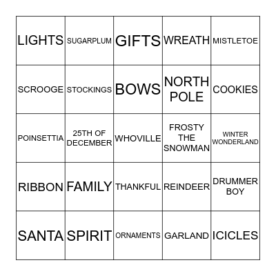 The Last Christmas Bingo Card