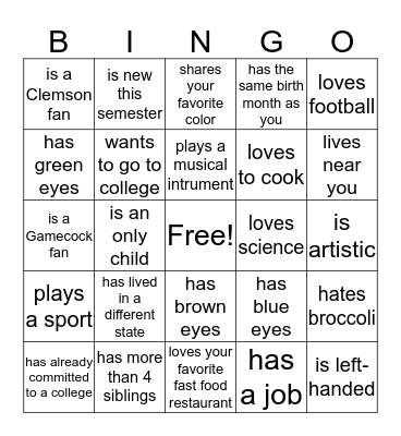Find someone who... Bingo Card