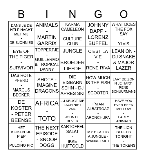 BEER BEAR  Bingo Card