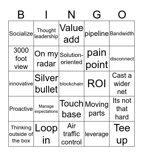 Jargon Bingo Card