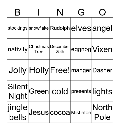 Christmas Bingo Card