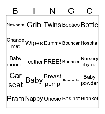 Baby Bingo Card